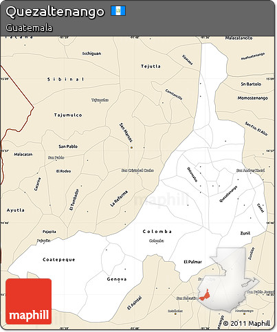 Classic Style Simple Map of Quezaltenango