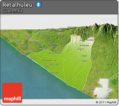 Physical 3D Map of Retalhuleu, satellite outside