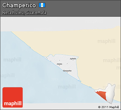 Classic Style 3D Map of Champerico, single color outside