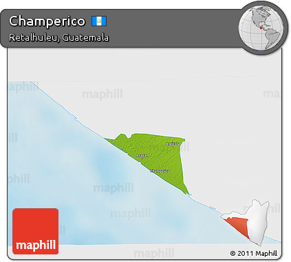 Physical 3D Map of Champerico, single color outside