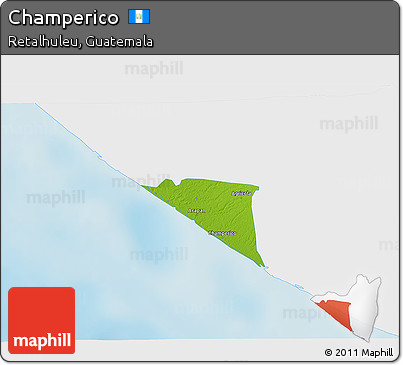 Physical 3D Map of Champerico, single color outside