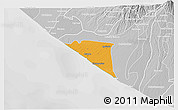 Political 3D Map of Champerico, lighten, desaturated