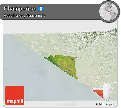 Satellite 3D Map of Champerico, lighten