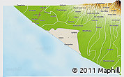 Shaded Relief 3D Map of Champerico, physical outside