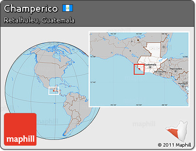 Gray Location Map of Champerico, highlighted country