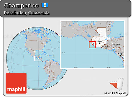 Gray Location Map of Champerico, highlighted country, highlighted parent region
