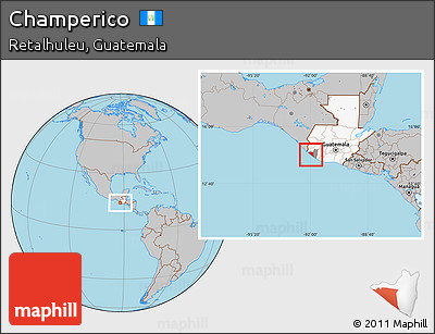 Gray Location Map of Champerico, highlighted country, highlighted parent region