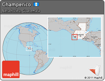 Gray Location Map of Champerico, highlighted country, highlighted parent region