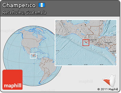 Gray Location Map of Champerico, hill shading
