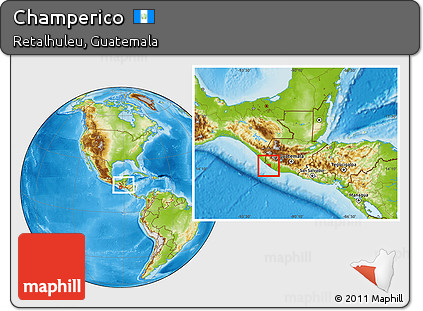 Physical Location Map of Champerico, within the entire country