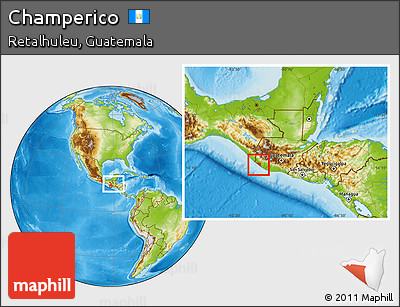 Physical Location Map of Champerico, within the entire country