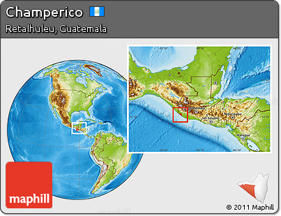Physical Location Map of Champerico, within the entire country