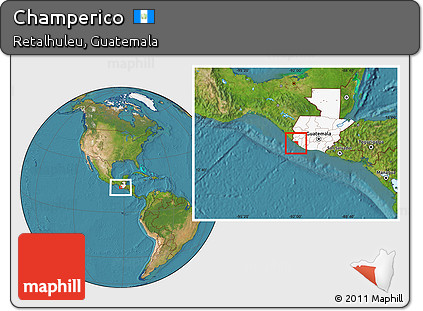 Satellite Location Map of Champerico, highlighted country