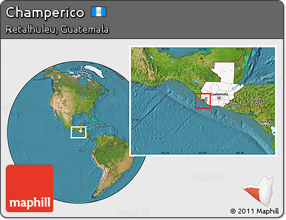 Satellite Location Map of Champerico, highlighted country, highlighted parent region