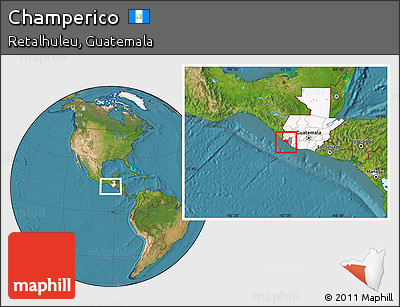 Satellite Location Map of Champerico, highlighted country, highlighted parent region
