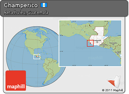 Savanna Style Location Map of Champerico, highlighted country