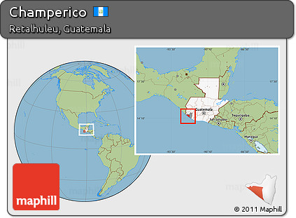 Savanna Style Location Map of Champerico, highlighted country, highlighted parent region, within the entire country