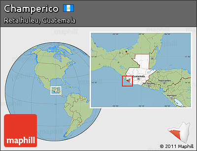 Savanna Style Location Map of Champerico, highlighted country, highlighted parent region, within the entire country