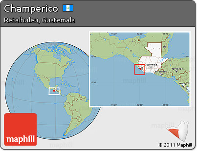 Savanna Style Location Map of Champerico, highlighted country, highlighted parent region