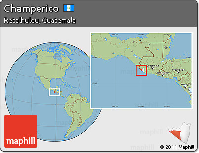 Savanna Style Location Map of Champerico, highlighted parent region