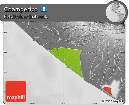 Physical Map of Champerico, desaturated