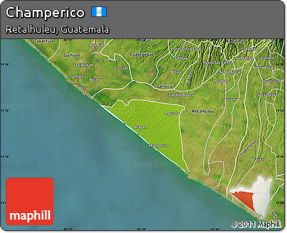 Physical Map of Champerico, satellite outside