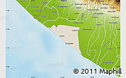 Shaded Relief Map of Champerico, physical outside