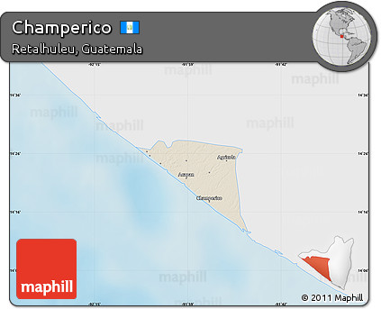 Shaded Relief Map of Champerico, single color outside