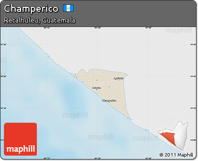 Shaded Relief Map of Champerico, single color outside