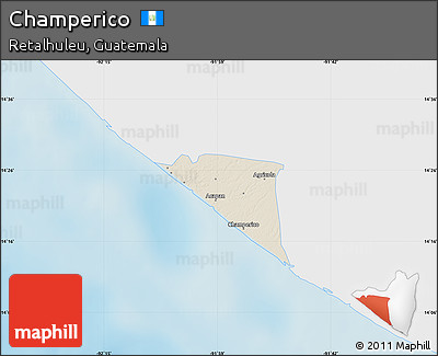 Shaded Relief Map of Champerico, single color outside