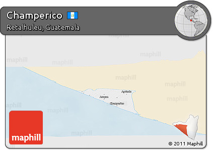 Classic Style Panoramic Map of Champerico, single color outside