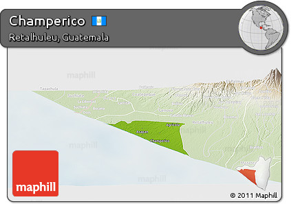Physical Panoramic Map of Champerico, lighten