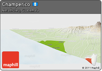 Physical Panoramic Map of Champerico, lighten