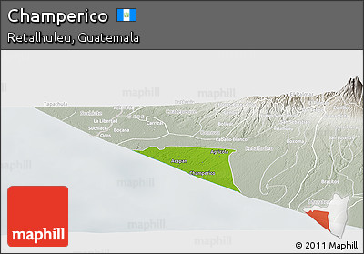 Physical Panoramic Map of Champerico, lighten, semi-desaturated