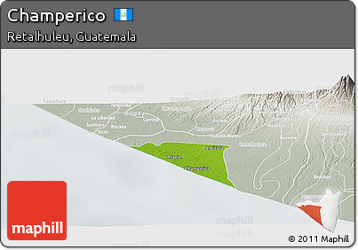 Physical Panoramic Map of Champerico, lighten, semi-desaturated
