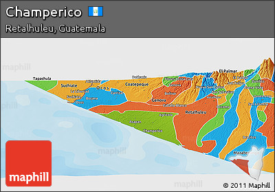 Physical Panoramic Map of Champerico, political outside