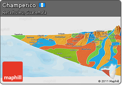 Physical Panoramic Map of Champerico, political outside