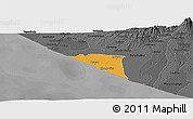 Political Panoramic Map of Champerico, darken, desaturated
