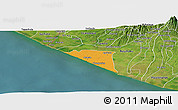 Political Panoramic Map of Champerico, satellite outside