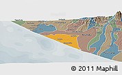 Political Panoramic Map of Champerico, semi-desaturated