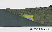 Satellite Panoramic Map of Champerico, darken, semi-desaturated