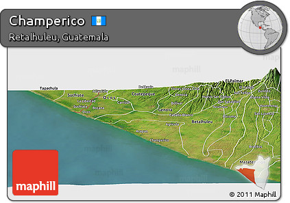 Satellite Panoramic Map of Champerico