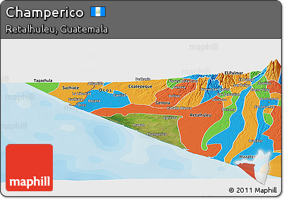 Satellite Panoramic Map of Champerico, political outside