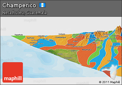 Satellite Panoramic Map of Champerico, political outside