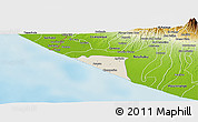 Shaded Relief Panoramic Map of Champerico, physical outside