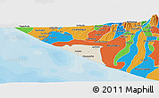 Shaded Relief Panoramic Map of Champerico, political outside