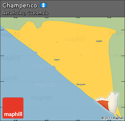 Savanna Style Simple Map of Champerico, single color outside