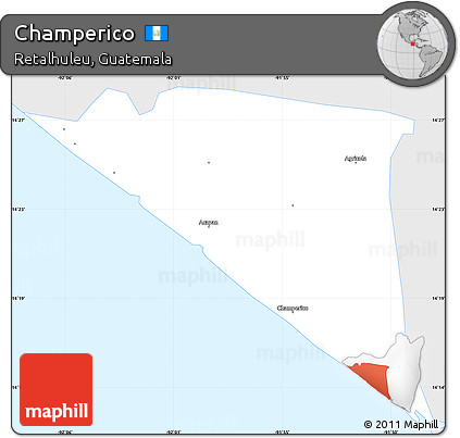 Silver Style Simple Map of Champerico, single color outside