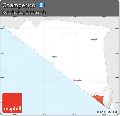 Silver Style Simple Map of Champerico, single color outside