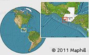 Satellite Location Map of Retalhuleu, highlighted country